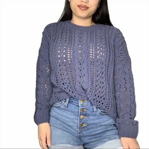 Kendall & Kylie blue knit open crop sweater